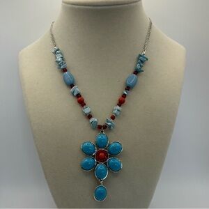 Avon Turquoise Flower Necklace Western Cowgirl